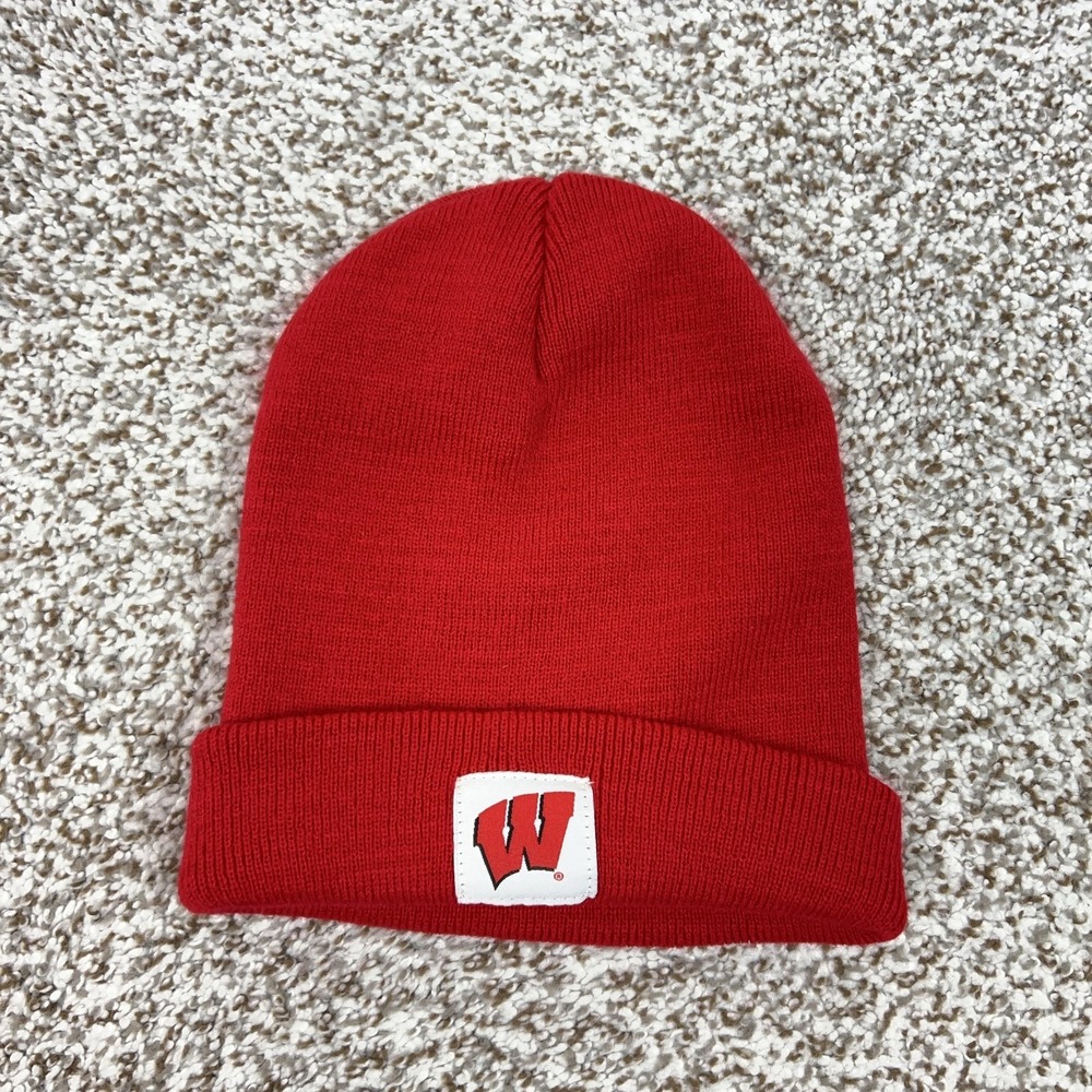Wisconsin Badgers Hat Beanie Mens‎ One Size Red NCAA Football Knit College Sport